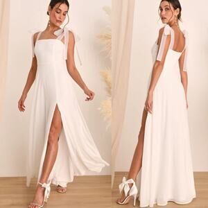 NWTs Lulu's Radiant Romance White Tie-Strap Maxi Dress (XL)